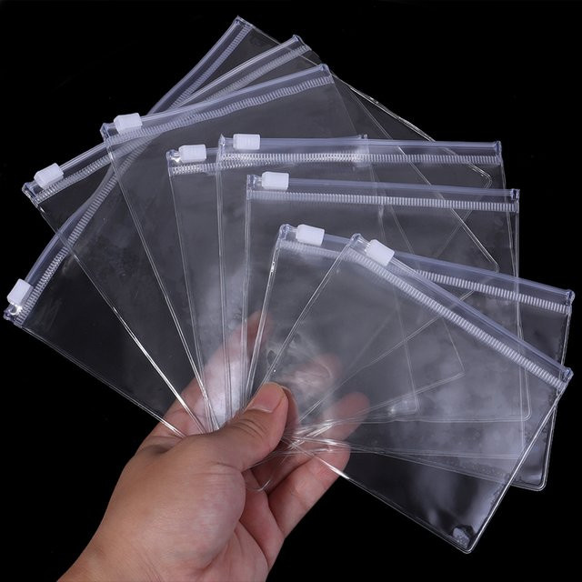 10er Set transparente PVC Ziplock Beutel aus Kunststoff zur Schmuckverpackung und Aufbewahrung von Ohrringen - Bild 1