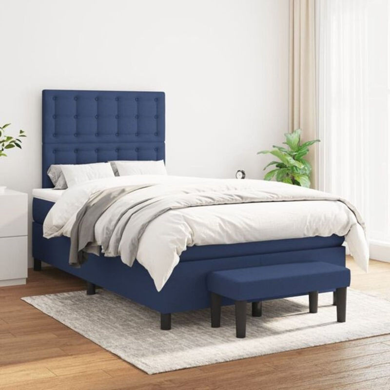 Vidaxl Boxspringbett mit Matratze in Blau aus Stoff mit Polsterung im modernen Design B/T/H: 120 x 200 x 118 cm - Bild 1