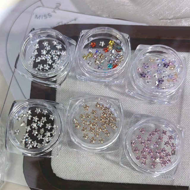 KuZHEN Nagel-Charms Pentagramm-Zirkon, 3 mm, White, 30 Stück - Bild 1