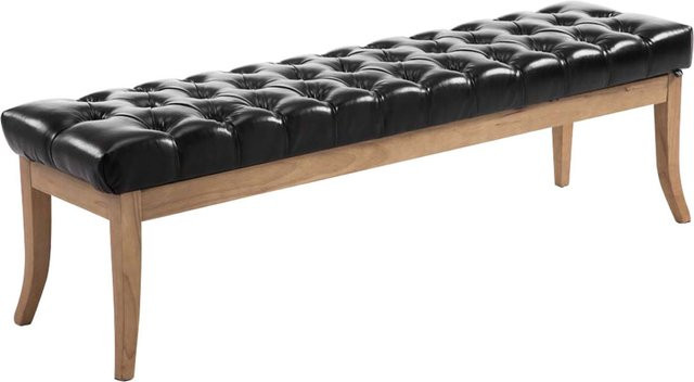 TPFLiving Sitzbank Romeo Chesterfield aus Kunstleder in Schwarz - Bild 1