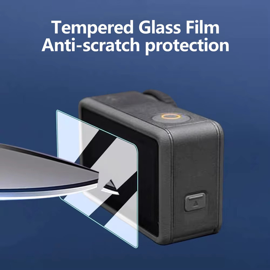 EXSKOF Schutzfolien Set aus gehärtetem Glas für DJI Osmo Action 6, 5 PRO, 4 und 3, Transparent, 9H Kratzschutz für Display und Linse - Bild 2