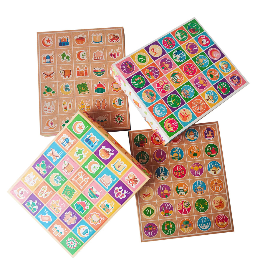 Cyuan Ramadan Adventskalender Set mit 30 Countdown-Schubladen, 4 Stück, Mehrfarbig, aus Wellpappe für Kinder - Bild 2