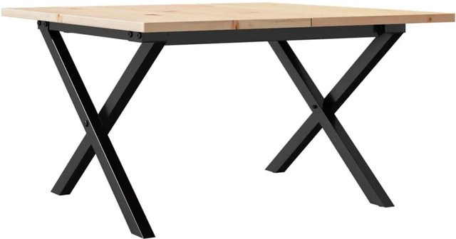 vidaXL Couchtisch mit X-Gestell aus Massivholz Kiefer und Gusseisen in Braun, B/T/H: 60 x 60 x 40 cm - Bild 1