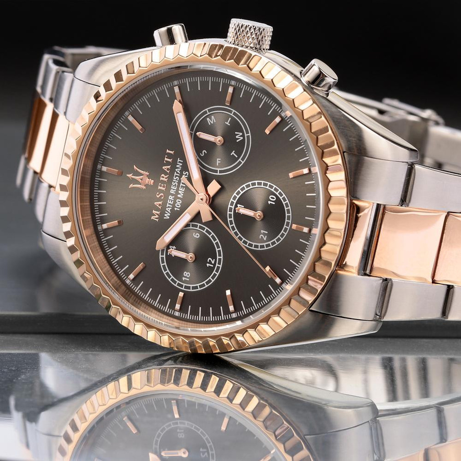 Maserati Armbanduhr Competizione, Quarz, Edelstahl, Grau, Bicolor Rosé, 43 mm, Herren - Bild 2