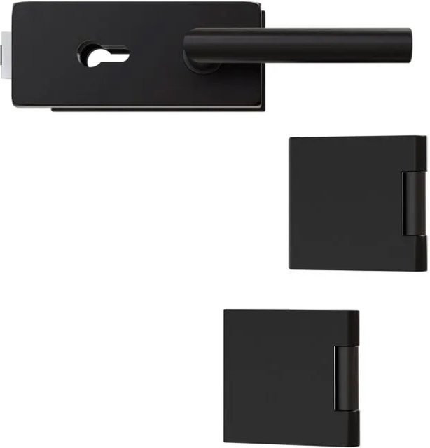 Hansaglas Glastürbeschlag Studio/Office Profilzylinderschloss Eckig in Schwarz B/H/T: 265 x 175 x 80 mm - Bild 1