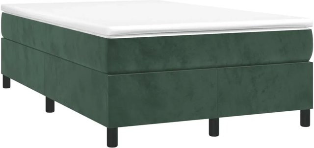 vidaXL Boxspringbett mit Matratze in Dunkelgrün aus Samt, Hybrid-Design mit Taschenfederkern, B/T: 120 x 190 cm - Bild 1