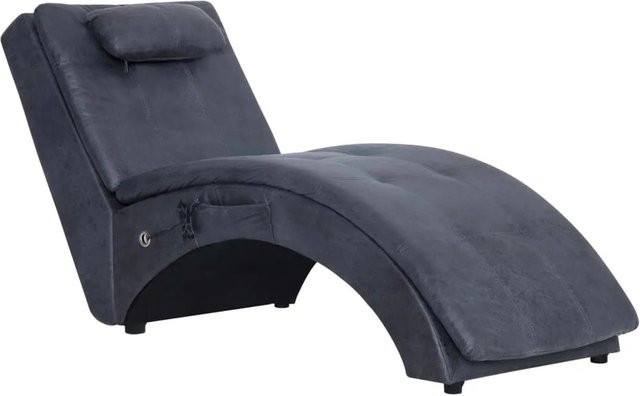 vidaXL Massage Chaiselongue mit Kissen in Grau aus Kunstwildleder mit verstellbarer Kopfstütze und ergonomischer Form - Bild 1