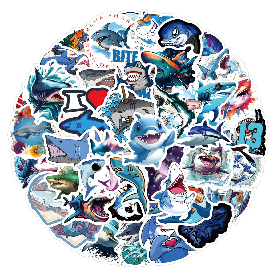 60 Hai-Cartoon-Graffiti-Aufkleber Multicolor - Bild 2