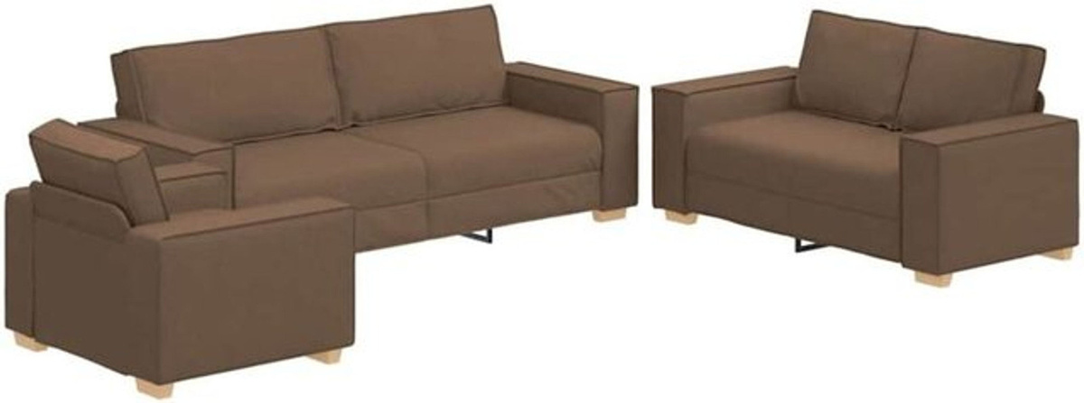 vidaXL Sofa Set mit 3 Kissen in Braun, modern und minimalistisch, B/T/H: 220 x 78 x 84 cm, Stoff - Bild 1