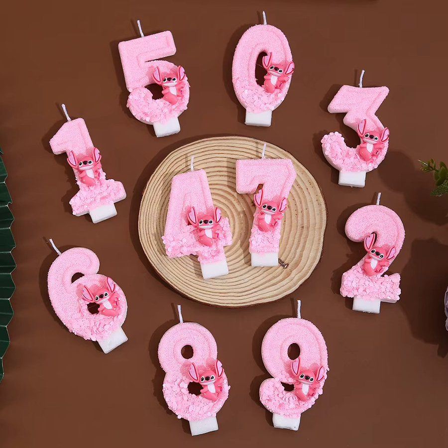MINISO Digitale Geburtstagskerze in Pink mit floralem Design für deine Party-Dekoration - Bild 1