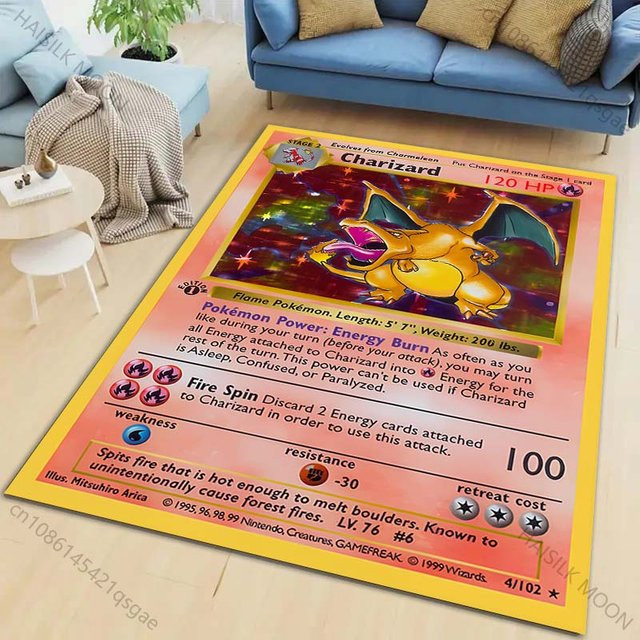 Useful Home Pokémon Teppich mit Pikachu Glurak und Schiggy Motiv, rutschfest und waschbar, B/T: 80 x 50 cm - Bild 1