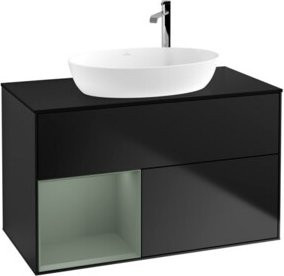 V&B Waschtischunterschrank Finion 100 Wandbeleuchtung in Blau lackiert B/T/H: 100 x 50,1 x 50,1 cm - Bild 1