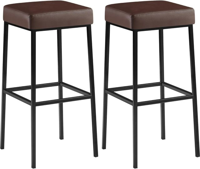DELUKE 2er Set Barhocker BIDAN aus Kunstleder in Braun mit Lehne, B/T/H: 37 x 37 x 83 cm - Bild 1