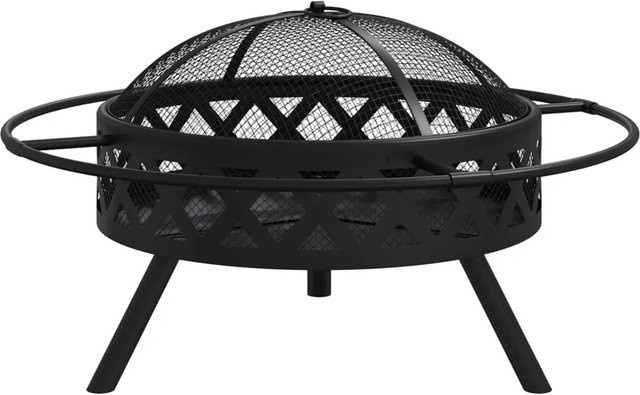 vidaXL Feuerschale aus Stahl mit Schürhaken in Schwarz, Durchmesser: 70 cm - Bild 1