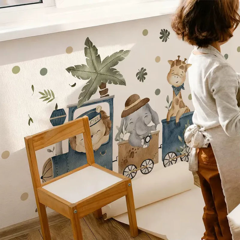 BRUP Cartoon Wandaufkleber mit Dschungeltieren für Kinderzimmer, mehrfarbig, abnehmbare DIY-Tierdeko - Bild 3