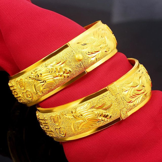 Armband Drachen und Phönix, Messing vergoldet, Gold, Damen - Bild 1