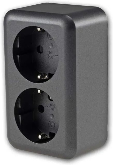 ChiliTec FASKO Doppel Steckdose Aufputz Anthrazit IP20 250V 16A - Bild 1