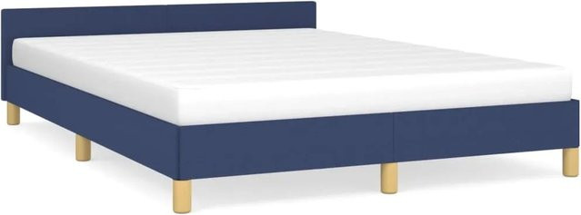 vidaXL Bettgestell mit Kopfteil in Blau aus Stoff, B/T/H: 140 x 190 x 143 cm - Bild 1