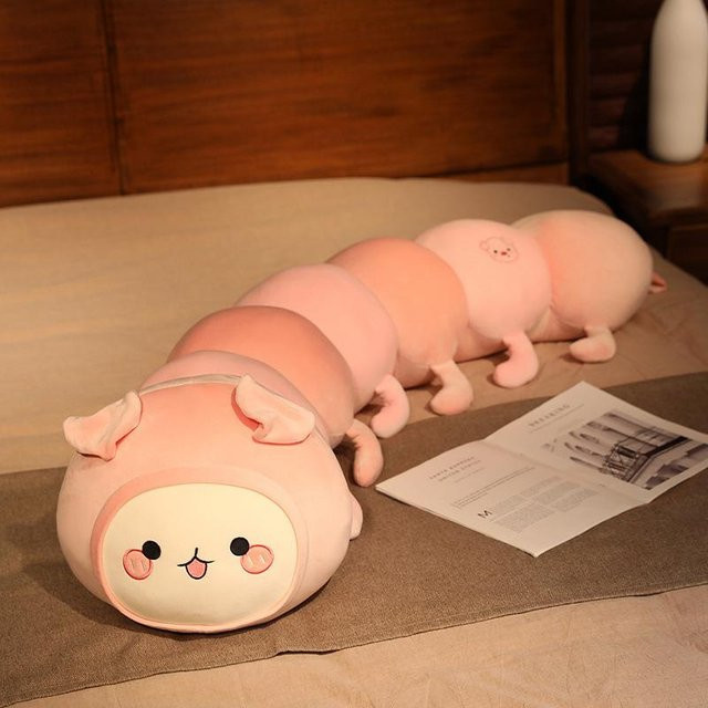 Weiches Raupenkissen, Plüschtier Puppe, Grüne Raupenpuppe, 100cm, Grün, Rosa / Pink - Bild 1