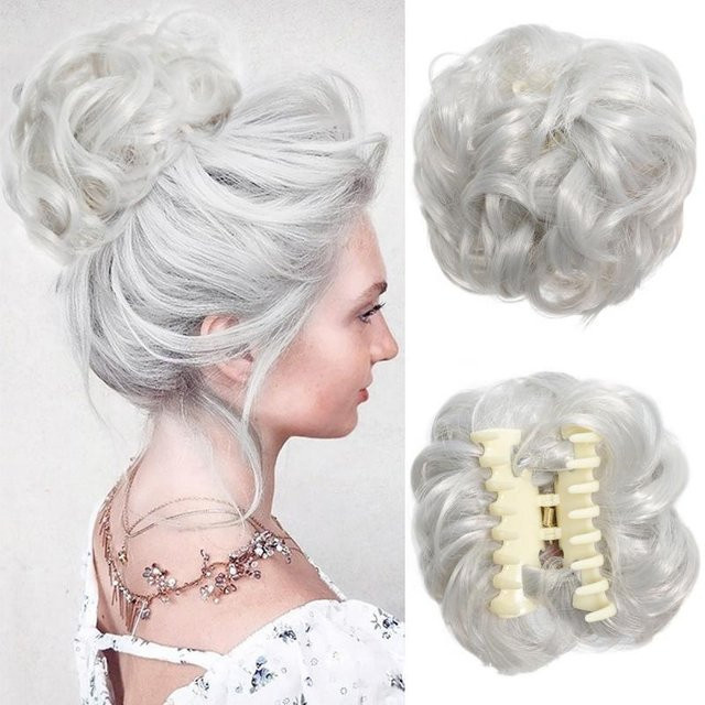 Fanfiluca Synthetischer Chignon Haarknoten, Dray White, Damen - Bild 1