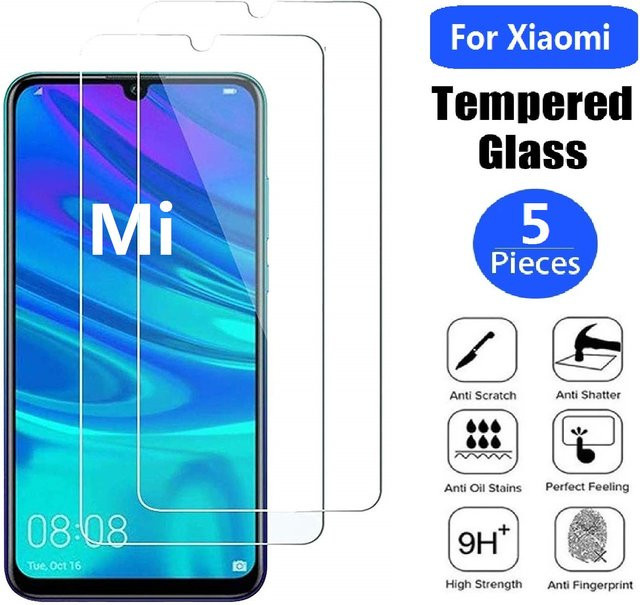 5 Stück Displayschutzfolien aus gehärtetem Glas für Xiaomi Mi 9 8 SE 9T Pro Max 6 6X Mix 3 Play in Transparent - Bild 1