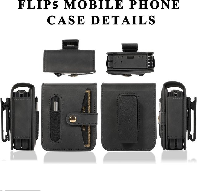 Samsung Galaxy Z Flip 5 5G Handyhülle mit Gürtelclip und Kartenfach in Schwarz - Bild 1