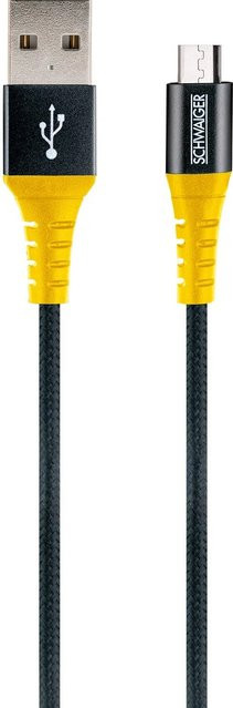 Schwaiger Micro USB Sync- und Ladekabel Extreme in Schwarz und Gelb, Länge: 240 cm - Bild 1