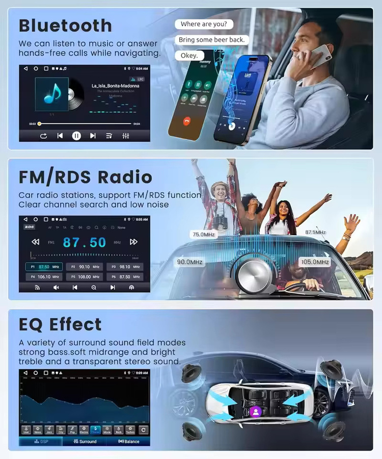 TIEYEZ Android 16 Autoradio mit Carplay und GPS Navigation für Kia Sorento BL 2002 - 2011, 2DIN Multimedia Video Player mit 5G Wifi, Schwarz - Bild 3