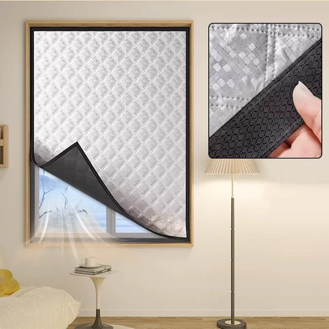 Winddichter und thermoisolierender Verdunkelungsvorhang aus Polyester, Schwarz, Breite: 90,0 cm, Höhe: 60,0 cm - Bild 1