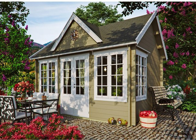 Fjordholz Gartenhaus Modell Teehaus Windsor 44 aus imprägnierter Kiefer in Braun - Bild 1