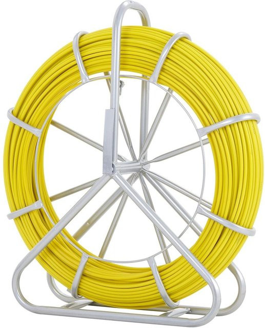 Buying Solutions MB Glasfaser-Einziehband Gelb, 183 m, 8 mm, Kabelverlegestange mit Stahl-Aufwickelständer und 3 Ziehköpfen - Bild 1
