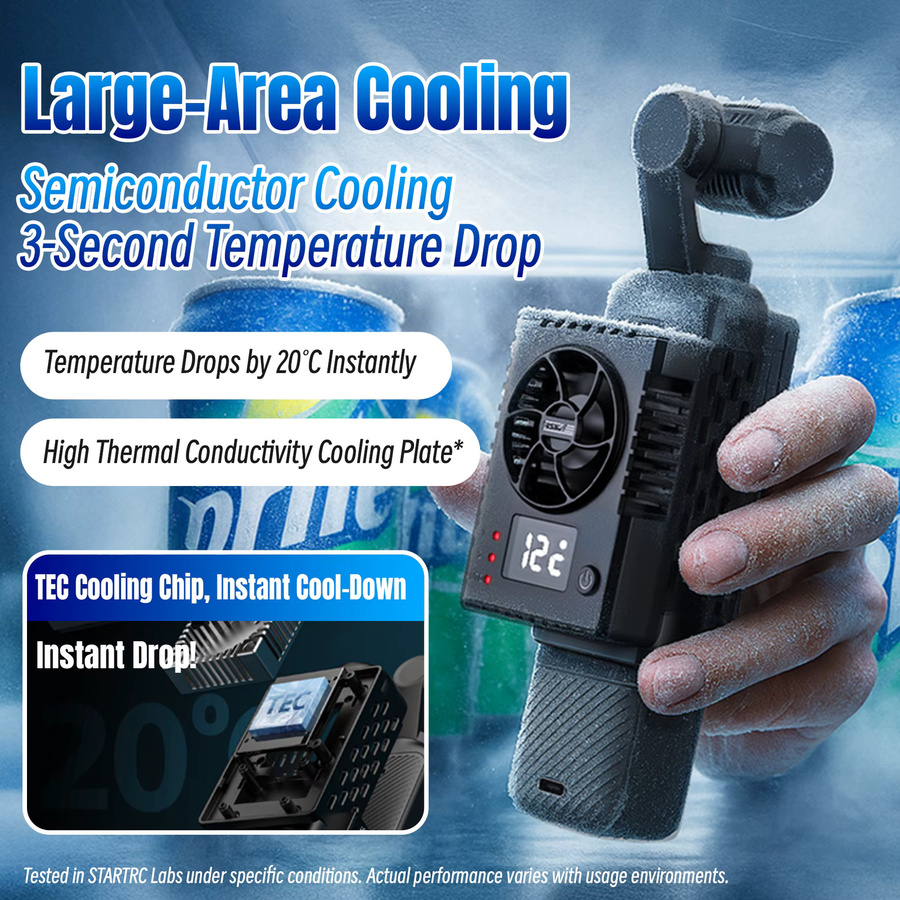 DJI Ice Core Cooler Radiator für DJI Pocket 4 und DJI Pocket 3, schwarzer intelligenter Lüfter mit 3 Geschwindigkeiten und verstellbarem Kühlkörper - Bild 2