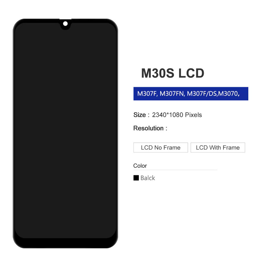 Samsung Ersatz LCD-Display mit Touchscreen und Rahmen für M30S M307F 6,4 Zoll AMOLED in Schwarz - Bild 2