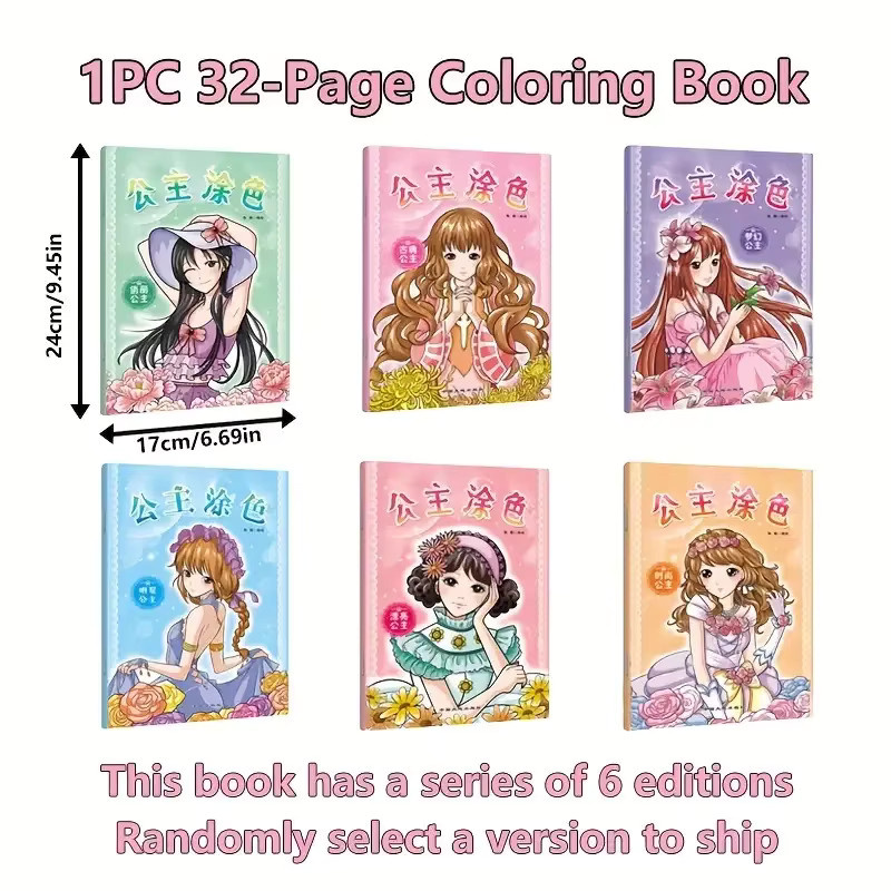 2 Stück Prinzessin Malbuch mit niedlichen Anime und Manga Charakteren, buntes Skizzenbuch aus Premium Papier mit Softcover - Bild 2