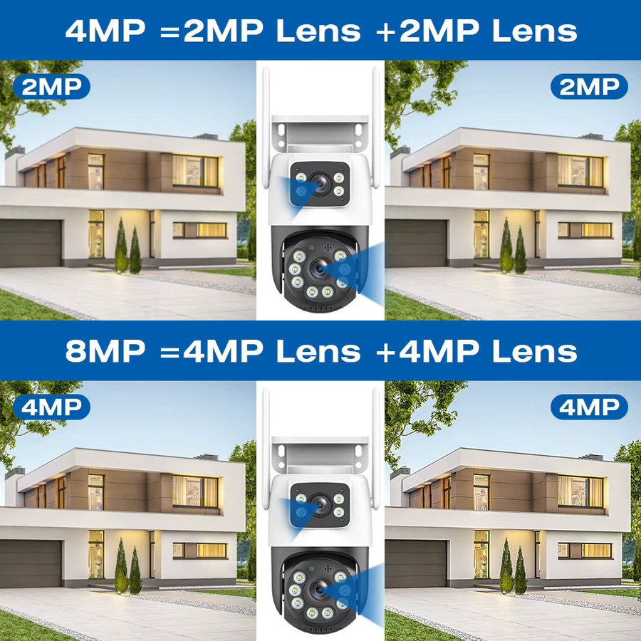 DDBROUGEN 4K 8MP WiFi-Überwachungskamera mit Dual-Objektiv, 4-fachem Digitalzoom, KI-Menschenerkennung und PTZ-Funktion für den Außenbereich in Weiß - Bild 5