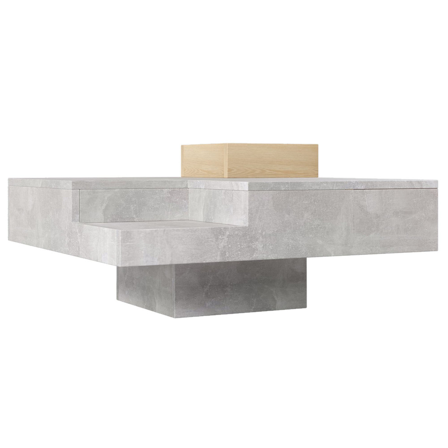 Quadratischer Couchtisch von Aosom in Betongrau mit Aufbewahrungsbox, B/T/H: 72 x 72 x 30 cm - Bild 2