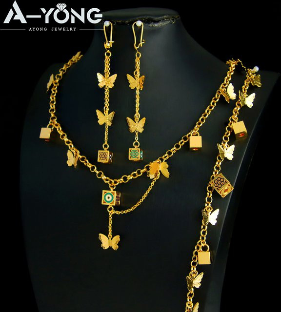 A-YONG AYONG JEWELRY Halskette, Armband, Ohrringe, Gold, Vintage - Bild 1