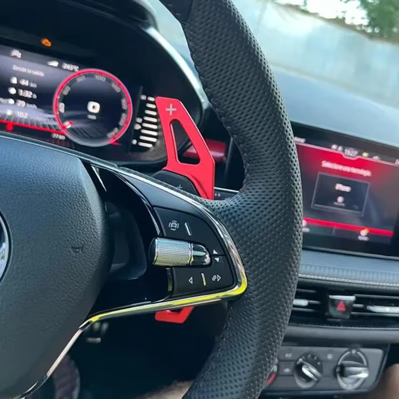 Paddle Shift aus Aluminiumlegierung für Skoda Octavia A8 MK4 ENYAQ IV RS VRS Karoq Kodiaq in Rot - Bild 3