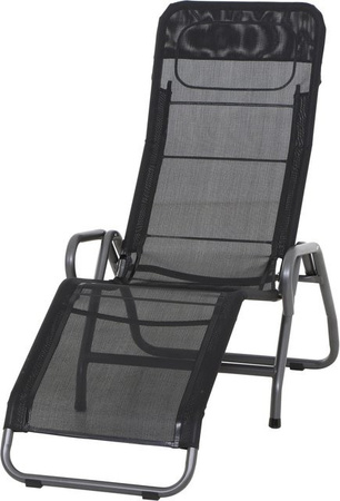 Siena Garden Kippliege Bito aus Stahl mit Textilene in Anthrazit und Schwarz, B/T/H: 139 x 72 x 118 cm