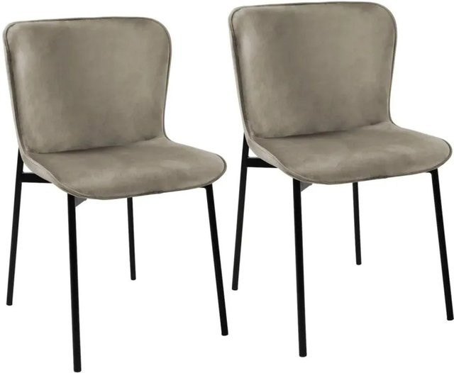 Svita Mary 2er Set Esszimmerstühle Polsterstühle aus Samt ohne Armlehnen in Taupe und Schwarz - Bild 1