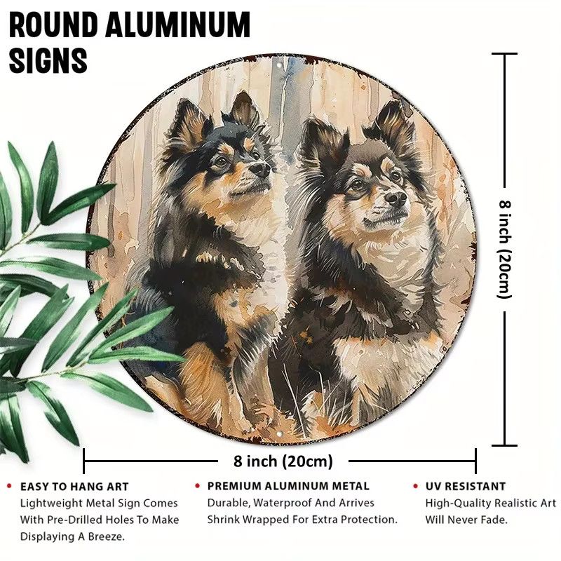 Runde Aluminium-Wandkunst Finnischer Lapphund von Potdemiel, Durchmesser: 20,3 cm - Bild 2