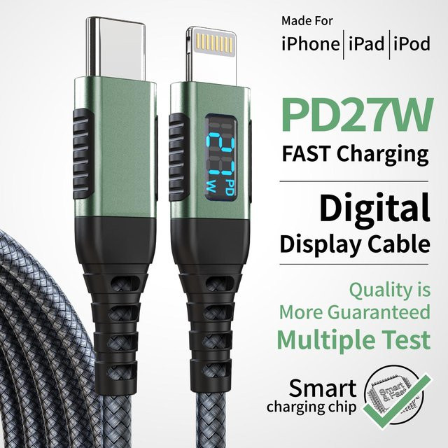 LAIHONEN USB-C auf Lightning Kabel MFi-zertifiziert für iOS in Grün - Bild 1