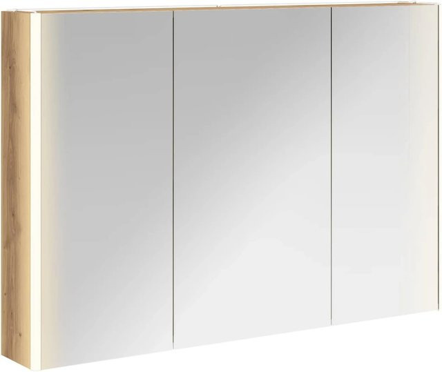 vidaXL Badezimmerspiegelschrank Eiche mit LED-Beleuchtung und Regalen, Wandmontage, B/H/T: 70 x 88 x 15,5 cm - Bild 1