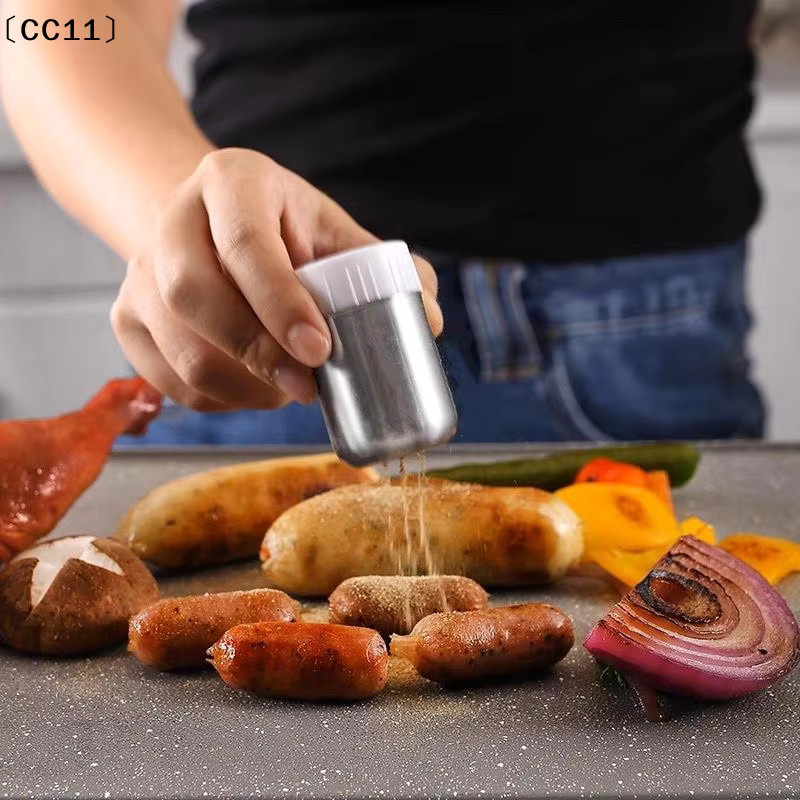 KuZHEN Salzstreuer aus Edelstahl und Glas mit 5 Löchern und Staubschutz, Weiß - Bild 2