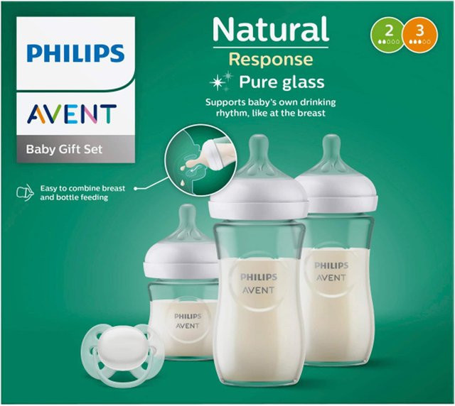 Philips Avent Natural Response Neugeborenen-Set aus Glas mit Schnullern, weiß/transparent, 4-teilig - Bild 2