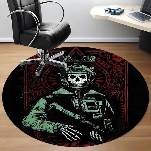 Runder Teppich Call of Duty von Yi Xin One in Schwarz, Maschinenwaschbar und Rutschfest, Durchmesser: 120 cm - Bild 1