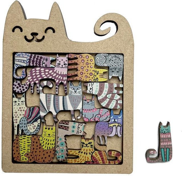 Fashnics Süße Katze Puzzle, Holz, 13-teiliges Set, ab 14 Jahren - Bild 1