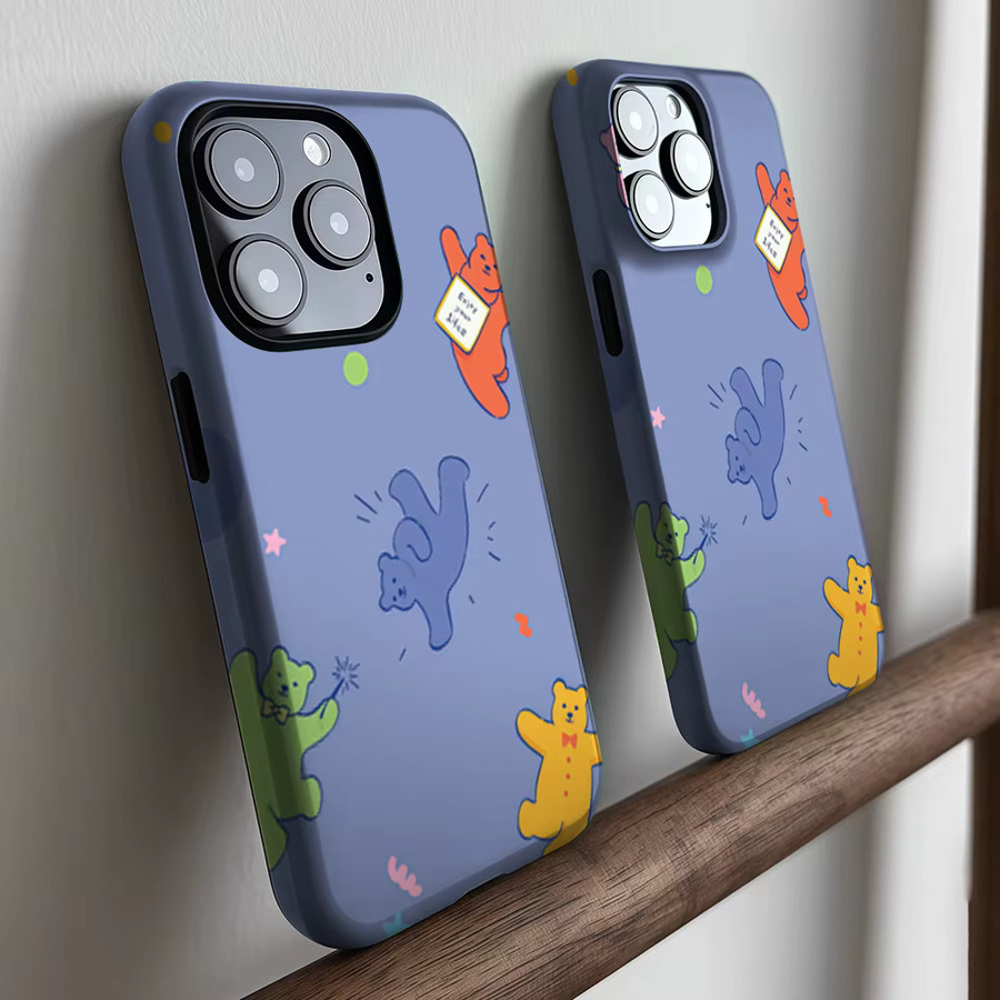 CaseLumi Matte Bumper MagSafe Hülle für iPhone 17 16 15 14 13 Pro Max mit bunten Bären-Motiven in Multicolour - Bild 2