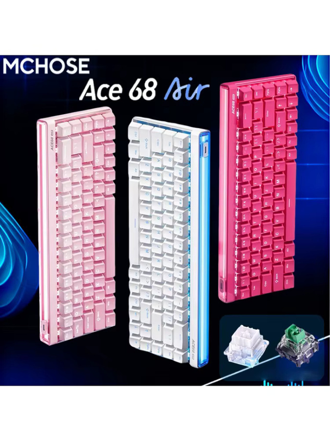 MCHOSE ACE 68 Air Gaming-Tastatur mit Hall-Effekt Magnetic Switches, Rapid Trigger, RGB und 8K Hz Polling Rate in Pink - Bild 5