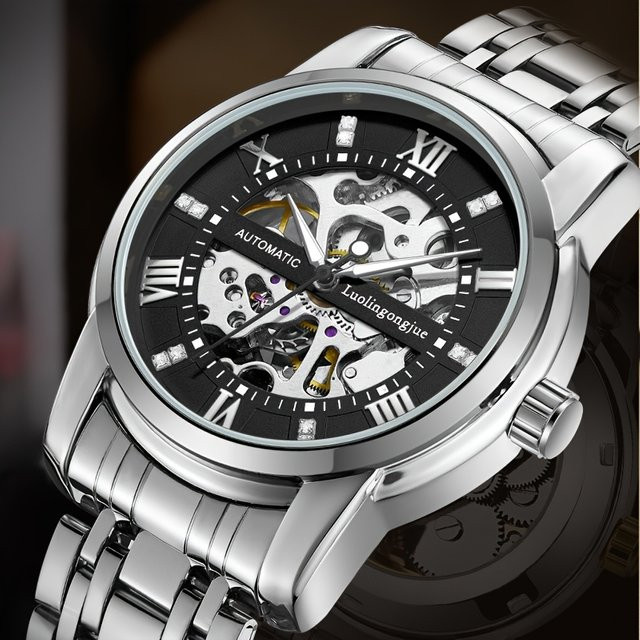 LUOLINGONGJUE Armbanduhr, Automatik, Edelstahl, Schwarz, Herren - Bild 1